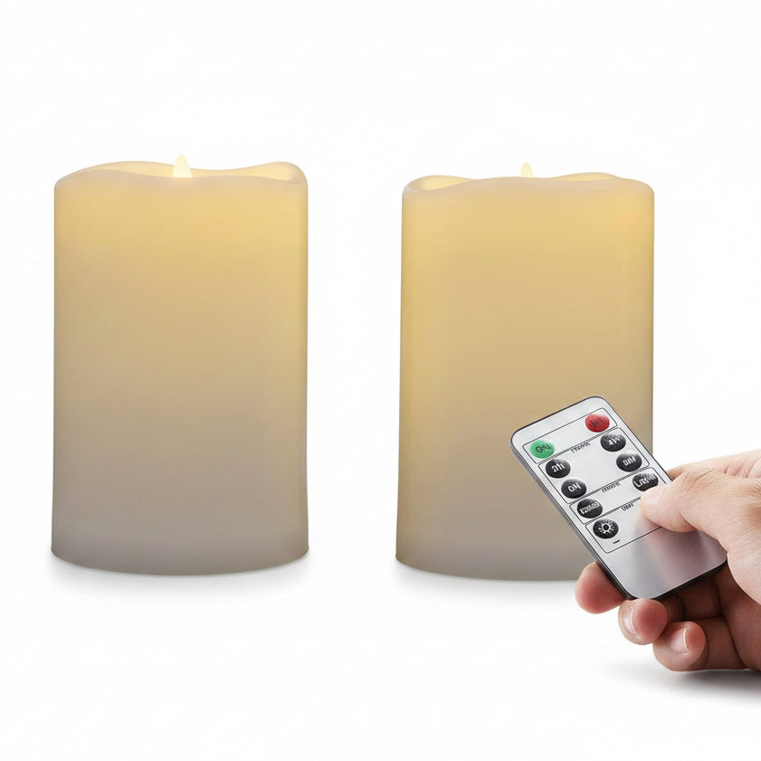 NONNO&ZGF 4X6in Outdoor IP44 Warm White LED Flameless Candle 2 Pack